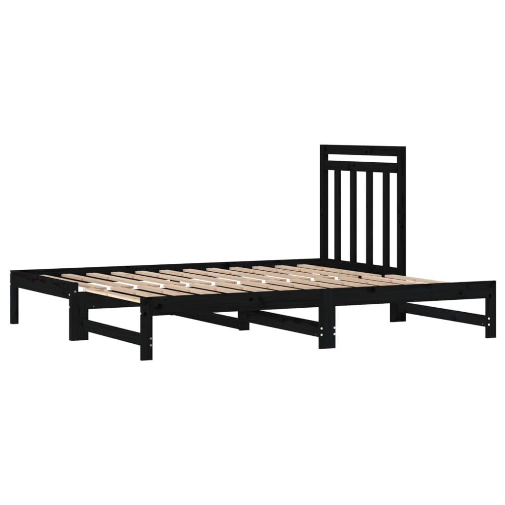 Dormeuse Estraibile Nera 2x(90x200) cm Legno Massello di Pino - homemem39