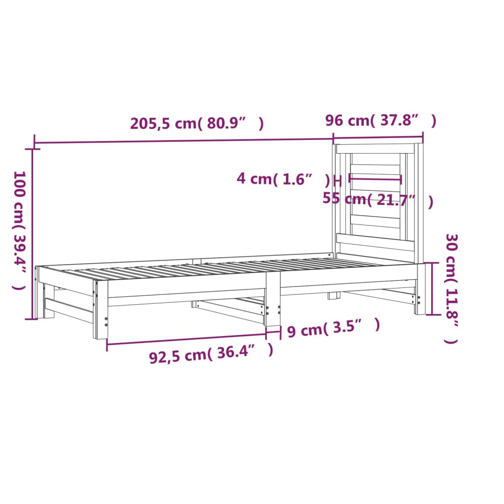 Dormeuse Estraibile Bianca 2x(90x200) cm Legno Massello di Pino - homemem39