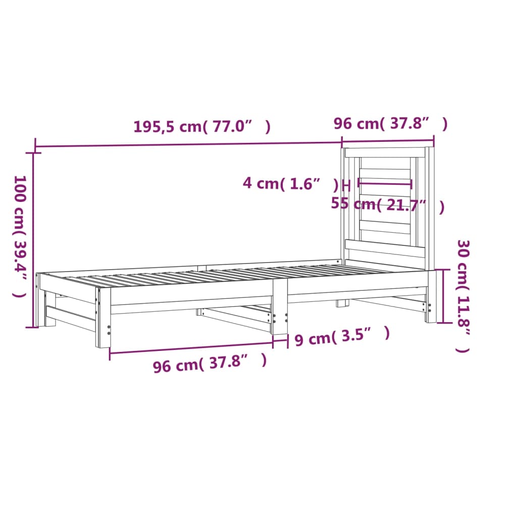 Dormeuse Estraibile Bianca 2x(90x190) cm Legno Massello di Pino - homemem39