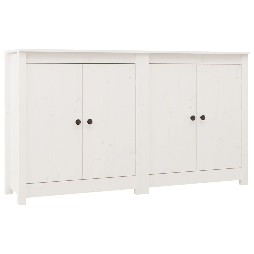 Credenze 2 pz Bianco 70x35x80 cm in Legno Massello di Pino - homemem39