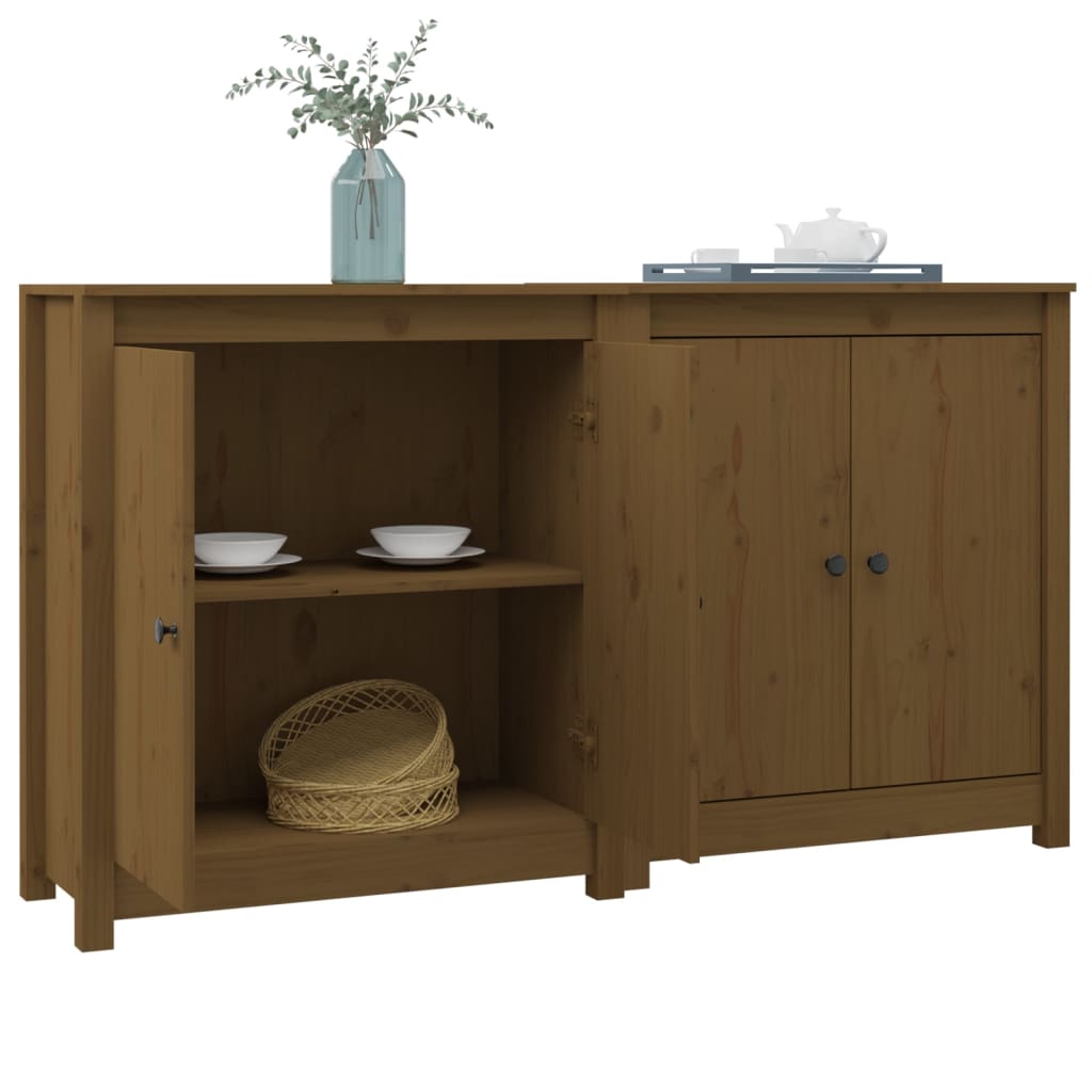 Credenze 2 pz Miele 70x35x80 cm in Legno Massello di Pino - homemem39