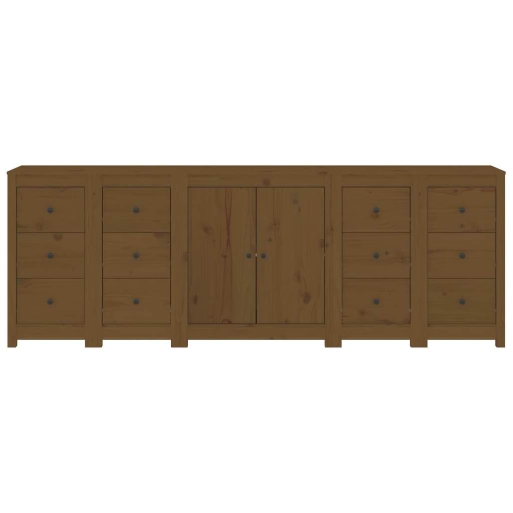 Credenza Miele 230x35x80 cm in Legno Massello di Pino - homemem39