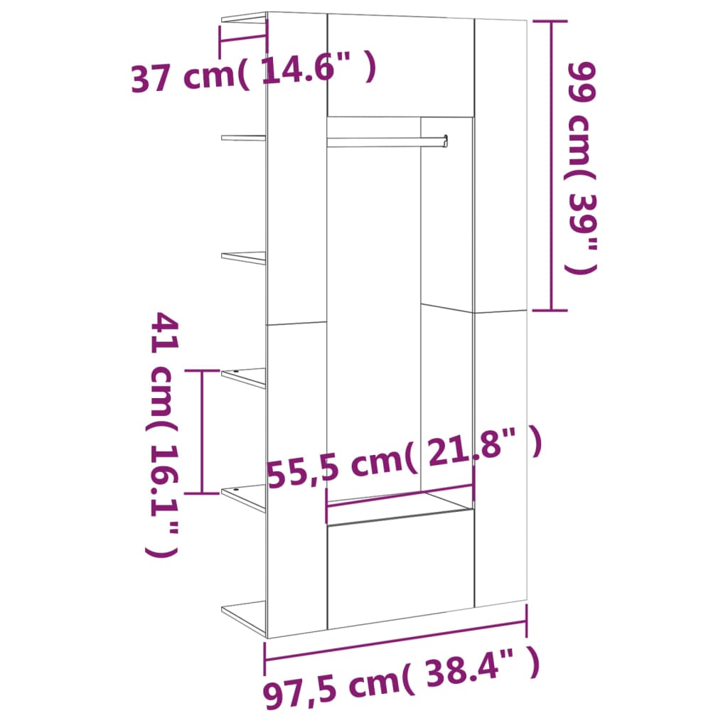 Mobili da Corridoio 2 pz Rovere Fumo in Legno Multistrato - homemem39