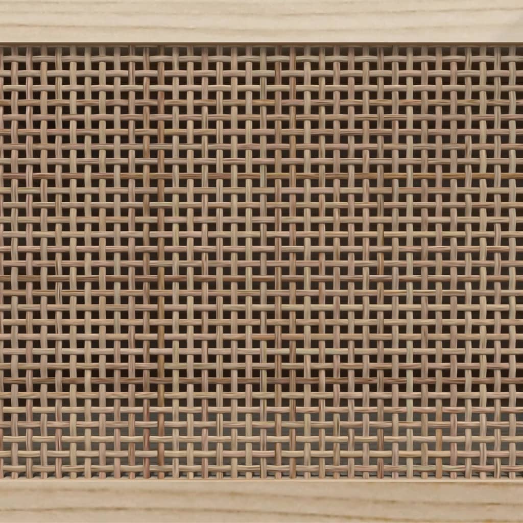 Mobile TV Nero 80x30x40 cm Massello Pino e Rattan Naturale - homemem39