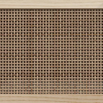 Mobile TV Nero 80x30x40 cm Massello Pino e Rattan Naturale - homemem39