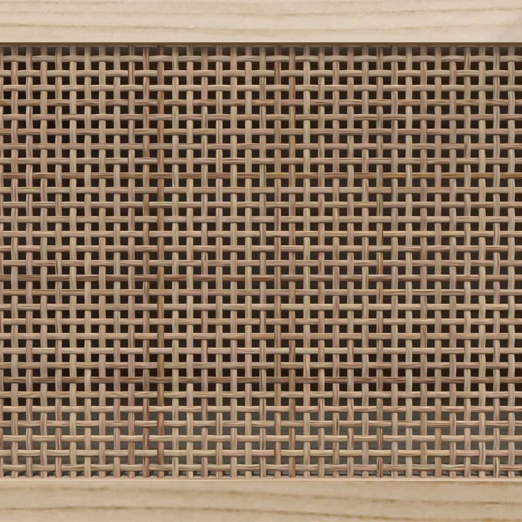 Mobile TV Bianco 105x30x40 cm Massello Pino e Rattan Naturale - homemem39