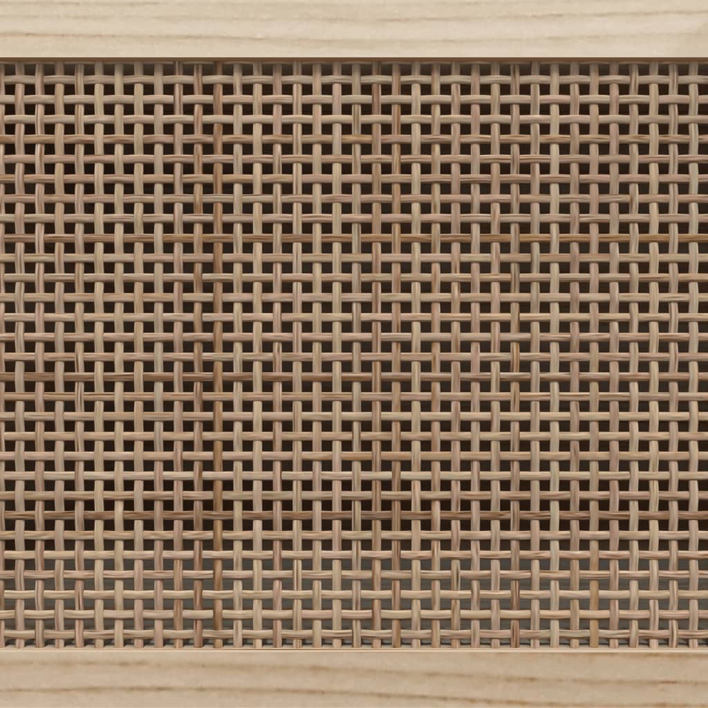 Mobile TV Nero 105x30x40 cm Massello Pino e Rattan Naturale - homemem39