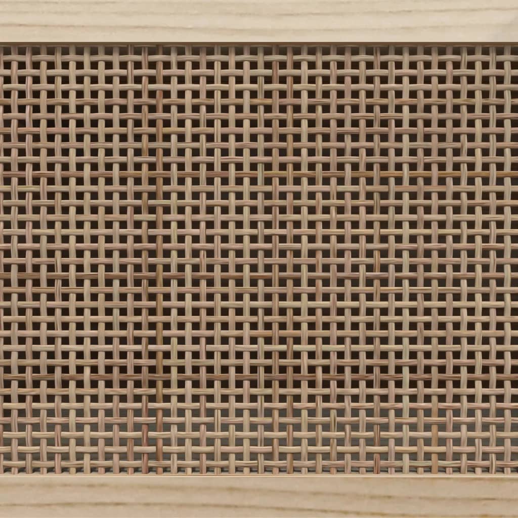 Credenza Nera 60x30x70 cm Legno Massello Pino e Rattan Naturale - homemem39