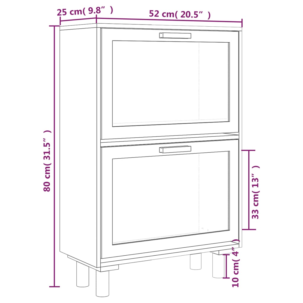 Scarpiera Bianca 52x25x80cm Legno Multistrato e Rattan Naturale - homemem39