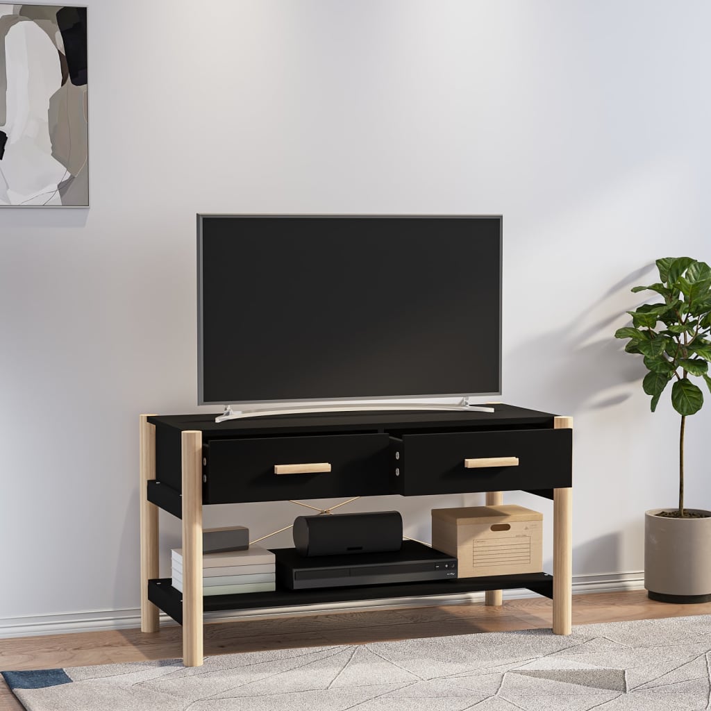 Mobile Porta TV Nero 82x38x45 cm in Legno Multistrato - homemem39