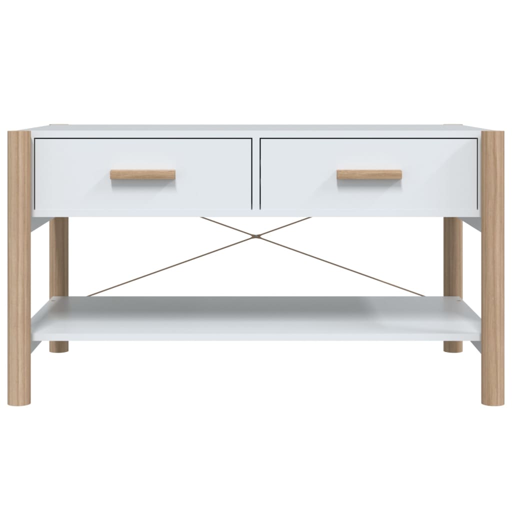 Tavolino da Salotto Bianco 82x38x45 cm in Legno Multistrato - homemem39