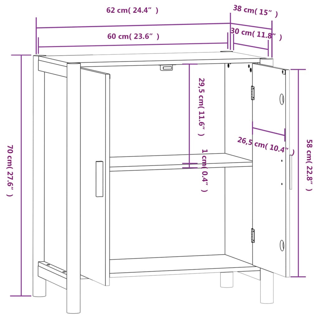 Credenza Nera 62x38x70 cm in Legno Multistrato - homemem39