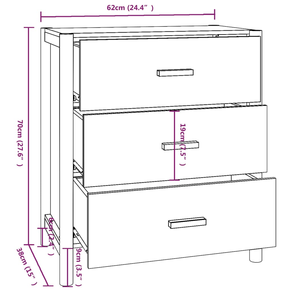 Credenza Bianca 62x38x70 cm in Legno Multistrato - homemem39