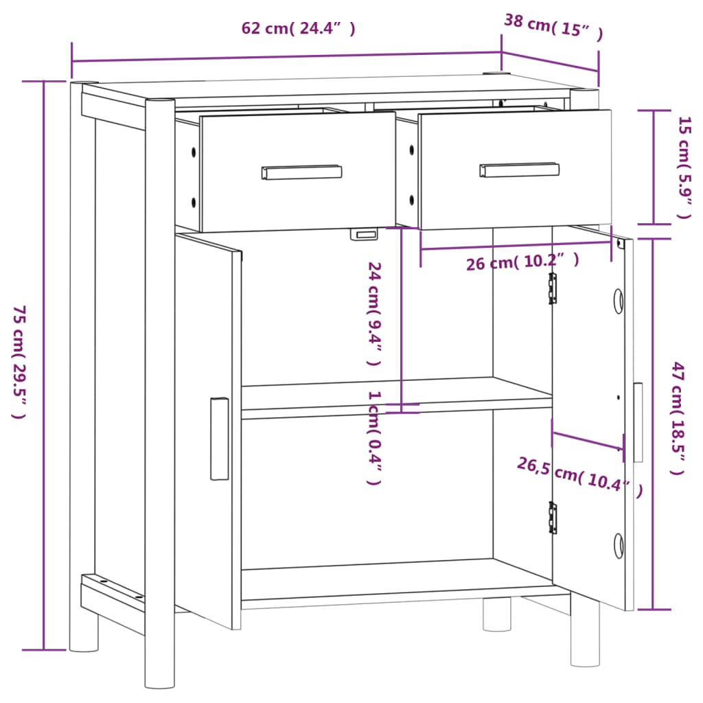 Credenza Nera 62x38x75 cm in Legno Multistrato - homemem39