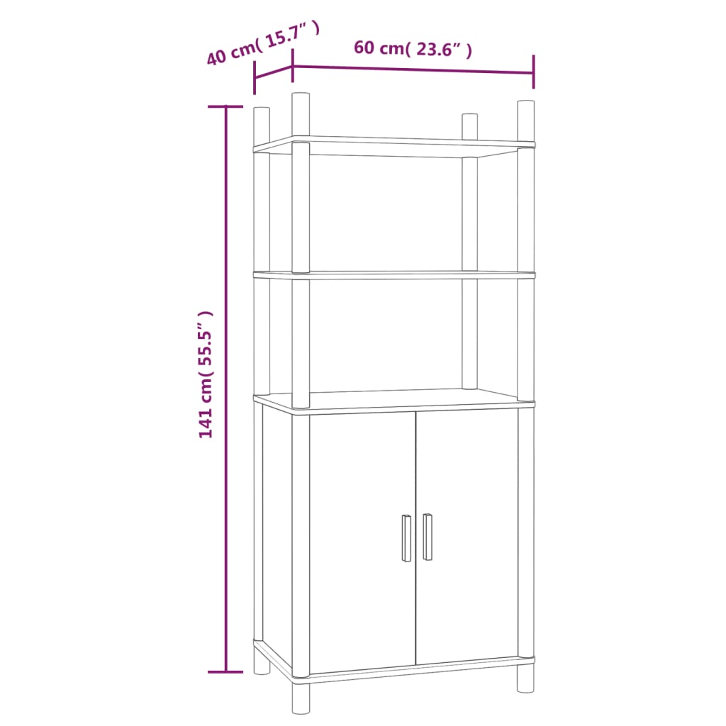 Credenza Bianca 60x40x141 cm in Legno Multistrato - homemem39