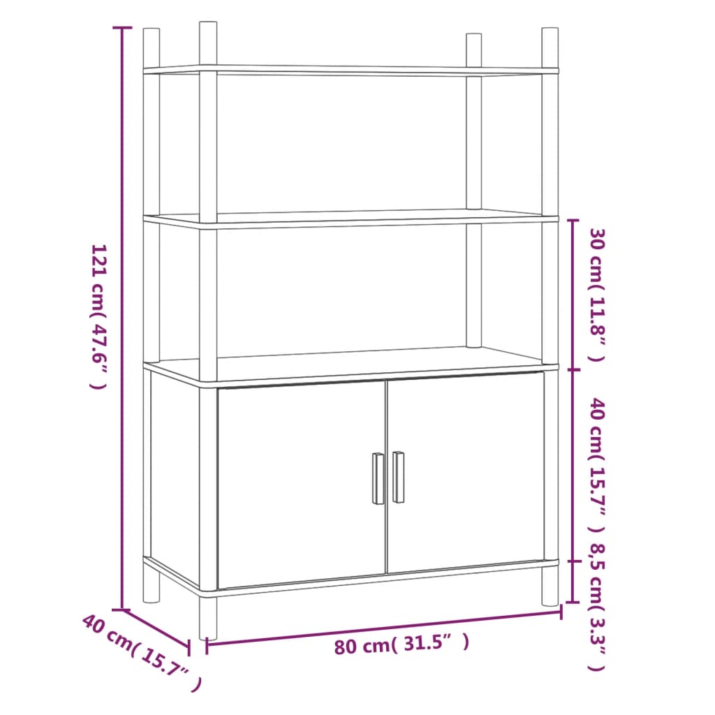 Credenza 80x40x121 cm in Legno Multistrato - homemem39