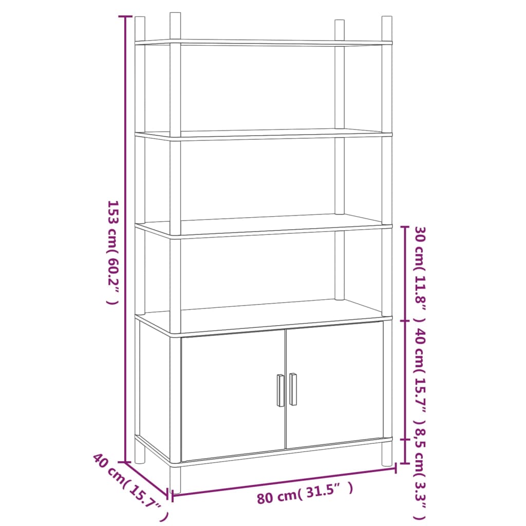 Credenza Bianca 80x40x153 cm in Legno Multistrato - homemem39