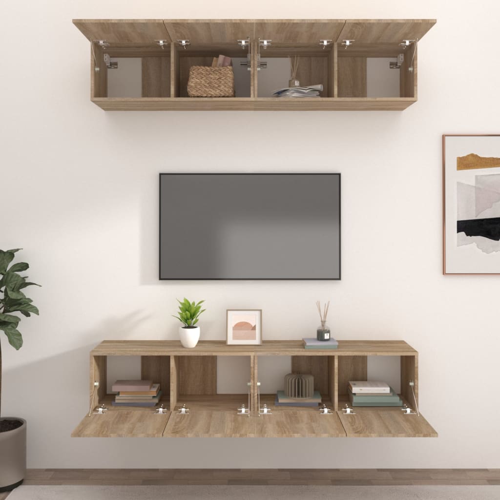 Mobili TV 4 pz Rovere Sonoma 80x30x30 cm in Legno Multistrato - homemem39