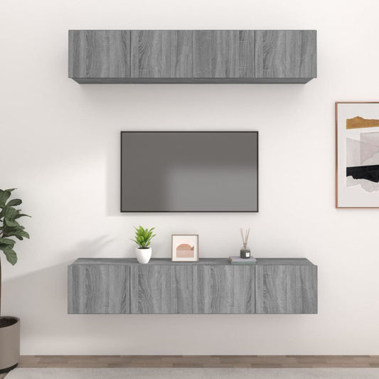 Mobili TV 4 pz Grigi Sonoma 80x30x30 cm in Legno Multistrato - homemem39