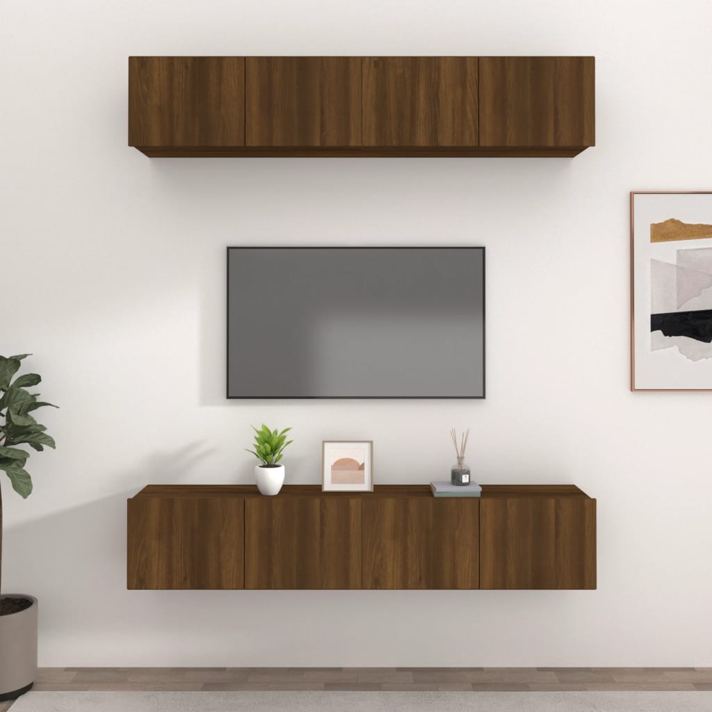 Mobili TV 4 pz Rovere Marrone 80x30x30 cm in Legno Multistrato - homemem39