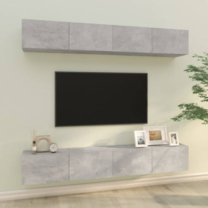 Mobili Porta TV a Parete 4 pz Grigio Cemento 100x30x30 cm - homemem39