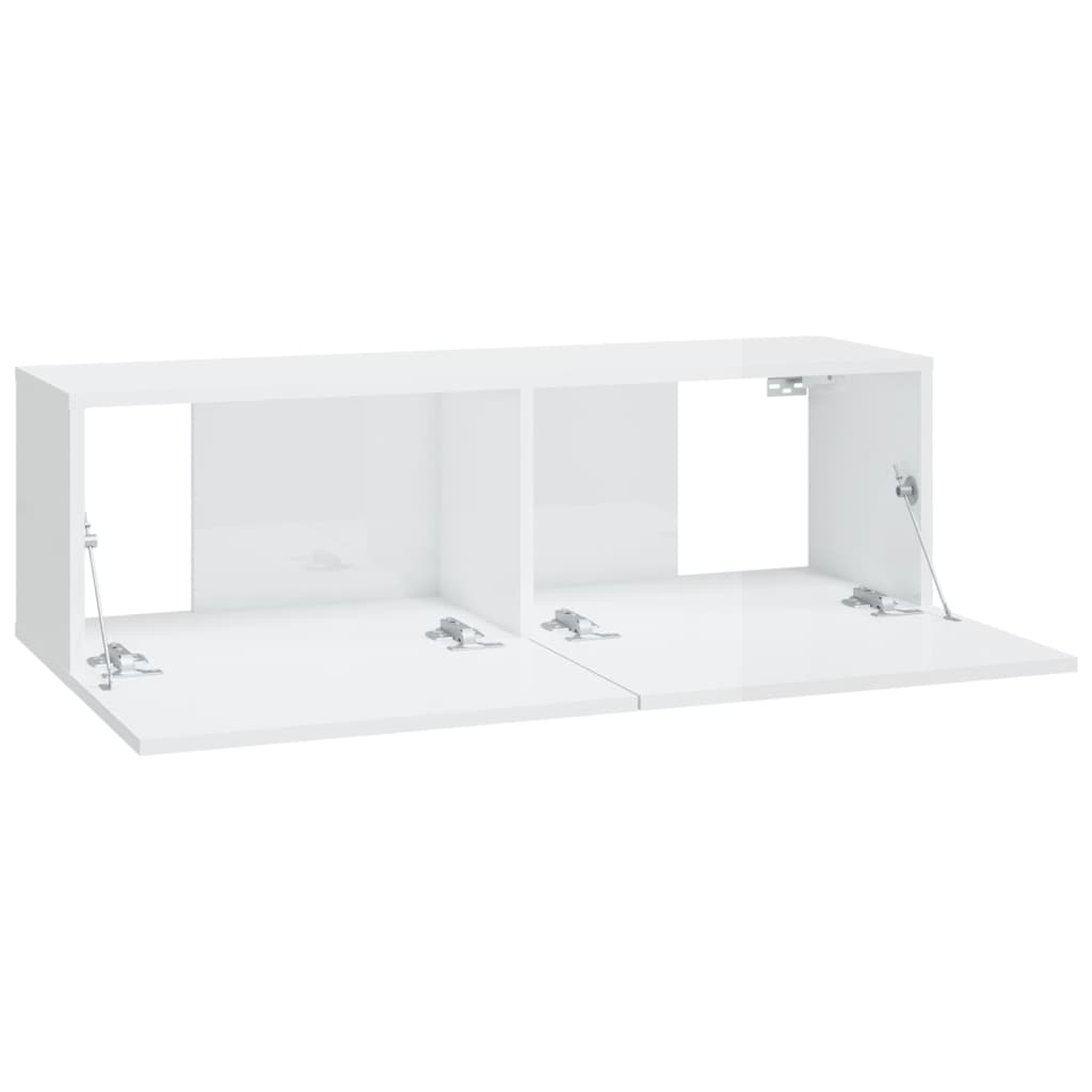 Mobili Porta TV a Parete 4 pz Bianco Lucido 100x30x30 cm - homemem39