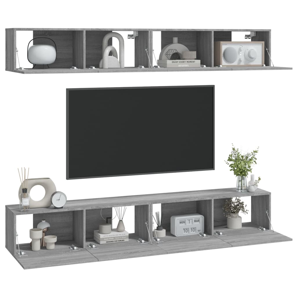 Mobili Porta TV a Parete 4 pz Grigio Sonoma 100x30x30 cm - homemem39