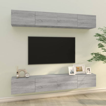 Mobili Porta TV a Parete 4 pz Grigio Sonoma 100x30x30 cm - homemem39