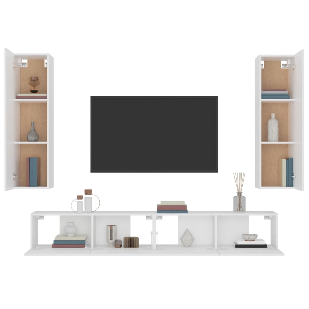 Set di Mobili Porta TV 4 pz Bianco in Legno Multistrato - homemem39