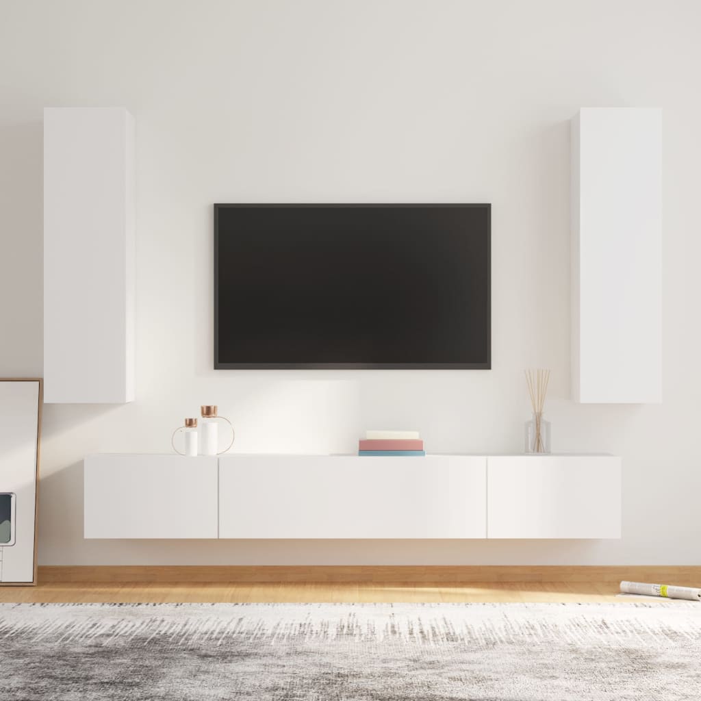 Set di Mobili Porta TV 4 pz Bianco in Legno Multistrato - homemem39