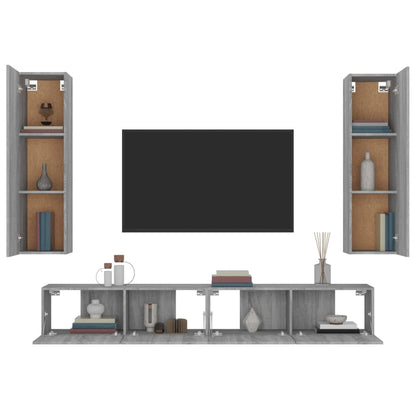 Set di Mobili Porta TV 4 pz Grigio Sonoma in Legno Multistrato - homemem39