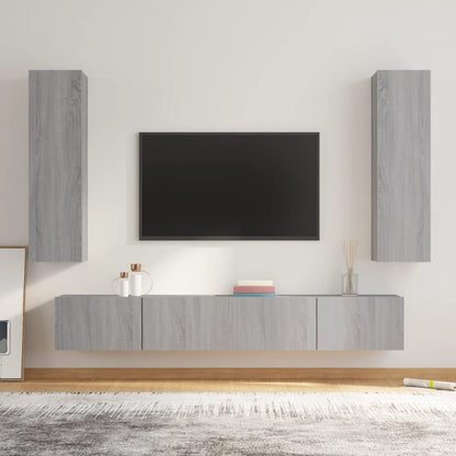 Set di Mobili Porta TV 4 pz Grigio Sonoma in Legno Multistrato - homemem39