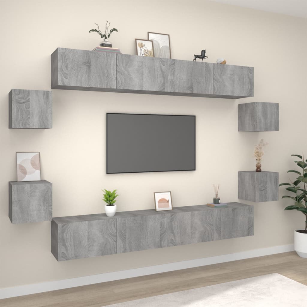 Set Mobili Porta TV 8pz Grigio Sonoma in Legno Multistrato - homemem39