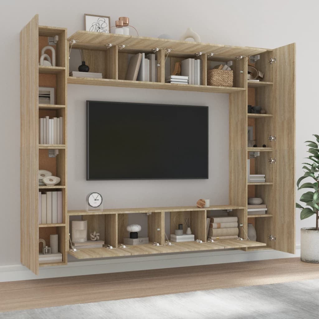 Set Mobili Porta TV 8pz Rovere Sonoma in Legno Multistrato - homemem39