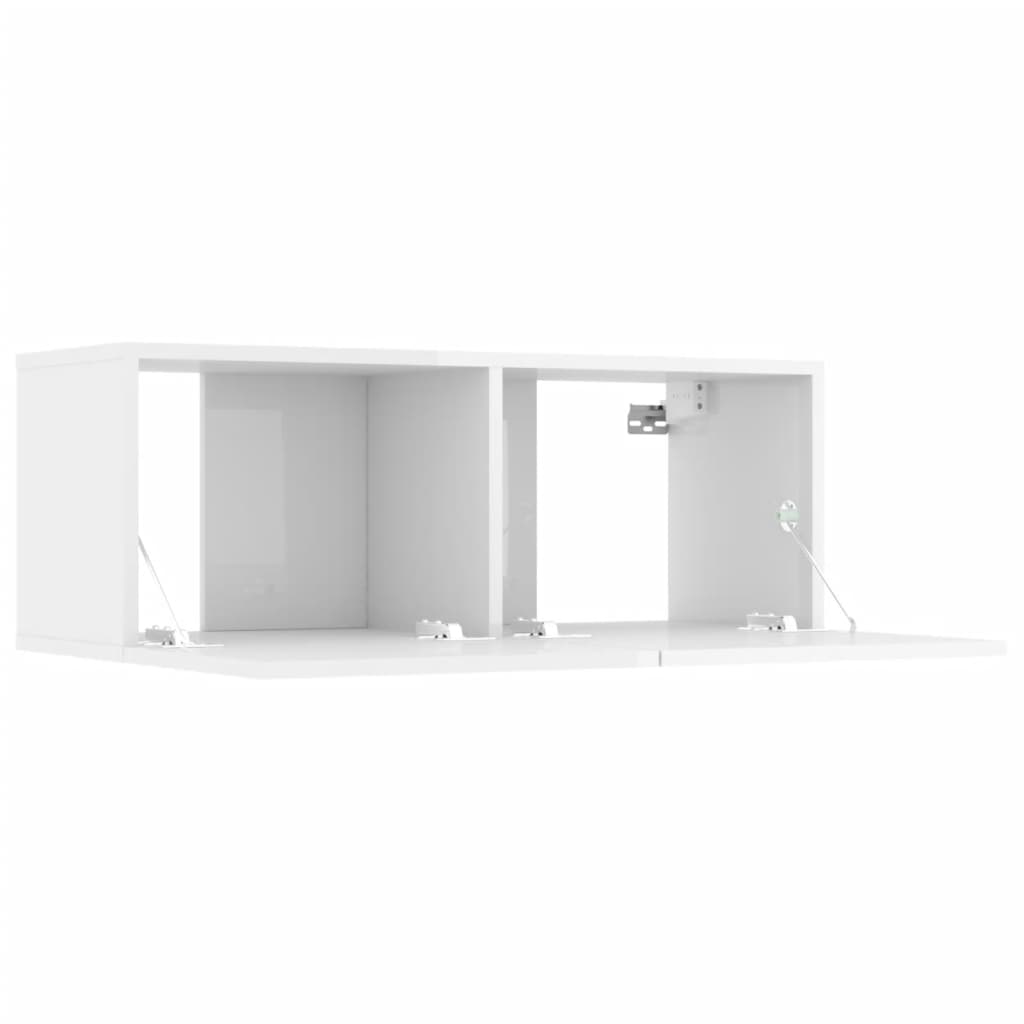 Set Mobili Porta TV 8pz Bianco Lucido in Legno Multistrato - homemem39