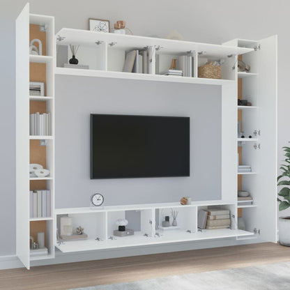 Set Mobili Porta TV 8pz Bianco in Legno Multistrato - homemem39