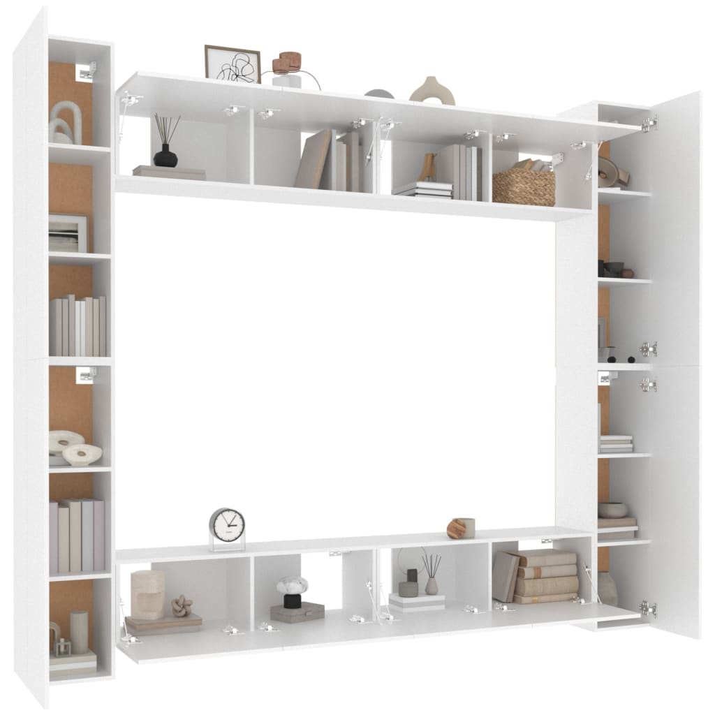 Set Mobili Porta TV 8pz Bianco in Legno Multistrato - homemem39