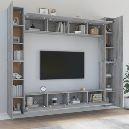 Set Mobili Porta TV 8pz Grigio Sonoma in Legno Multistrato - homemem39