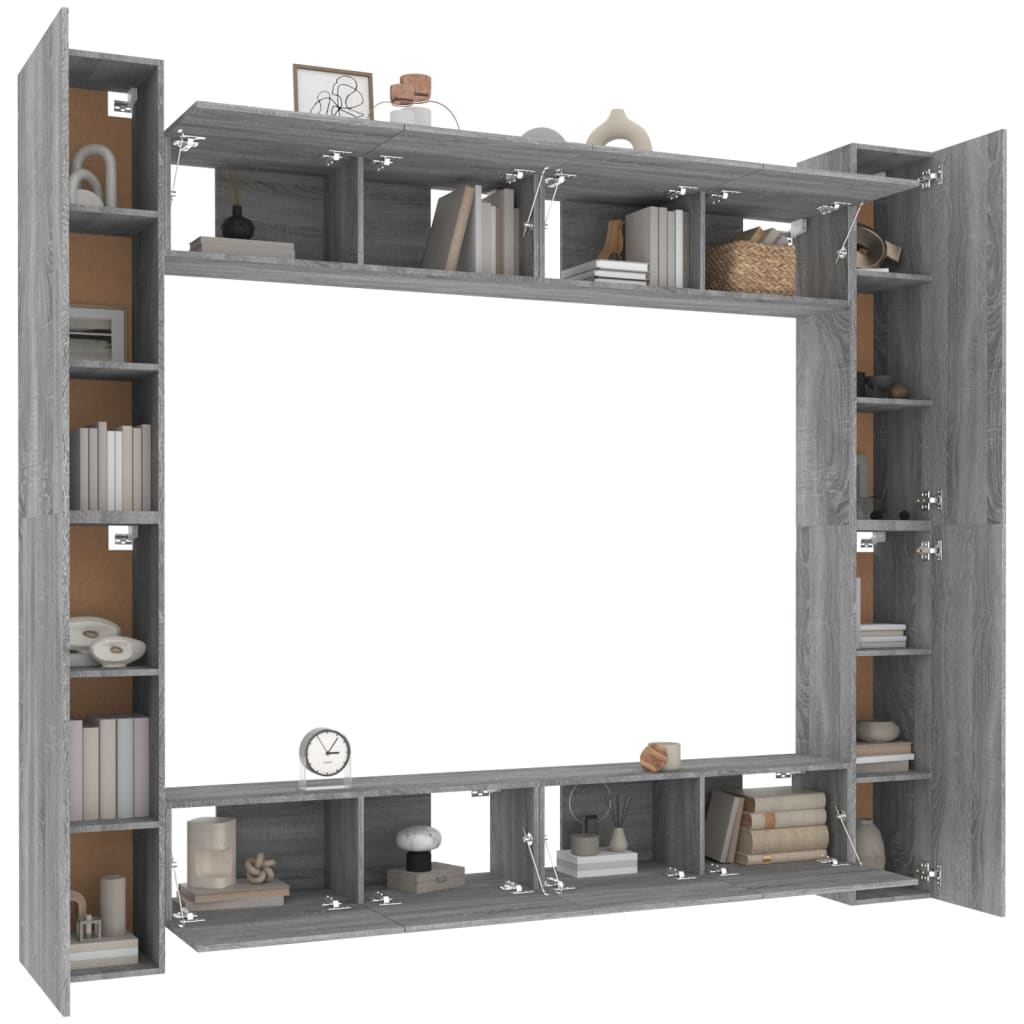 Set Mobili Porta TV 8pz Grigio Sonoma in Legno Multistrato - homemem39