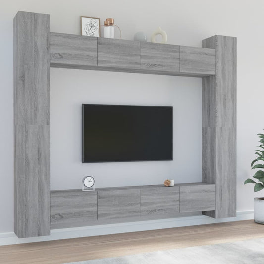 Set Mobili Porta TV 8pz Grigio Sonoma in Legno Multistrato - homemem39