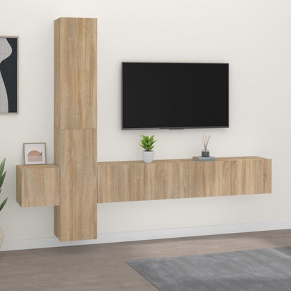 Set di Mobili Porta TV 5 pz Rovere Sonoma in Legno Multistrato - homemem39