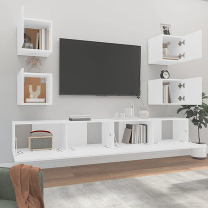 Set di Mobili Porta TV 6 pz Bianco in Legno Multistrato - homemem39