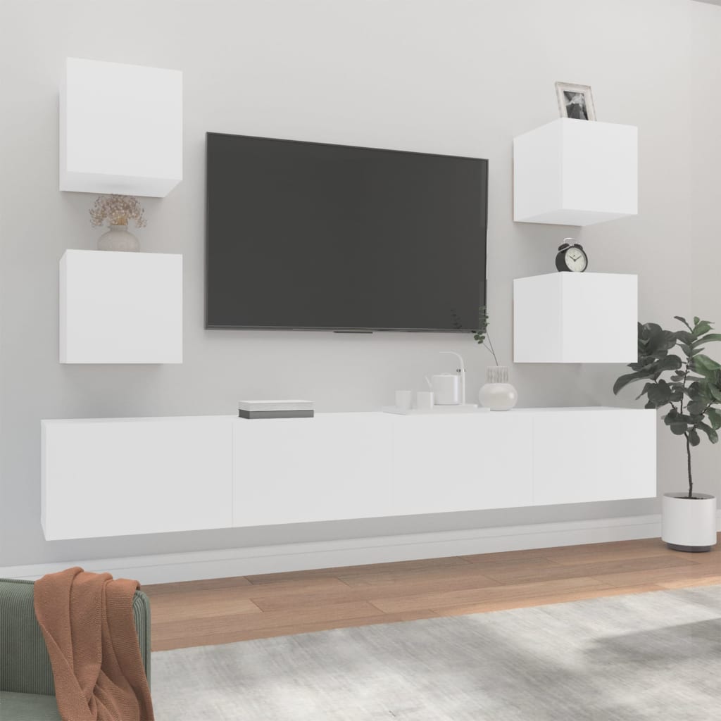 Set di Mobili Porta TV 6 pz Bianco in Legno Multistrato - homemem39