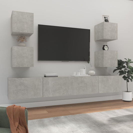 Set di Mobili Porta TV 6 pz Grigio Cemento in Legno Multistrato - homemem39