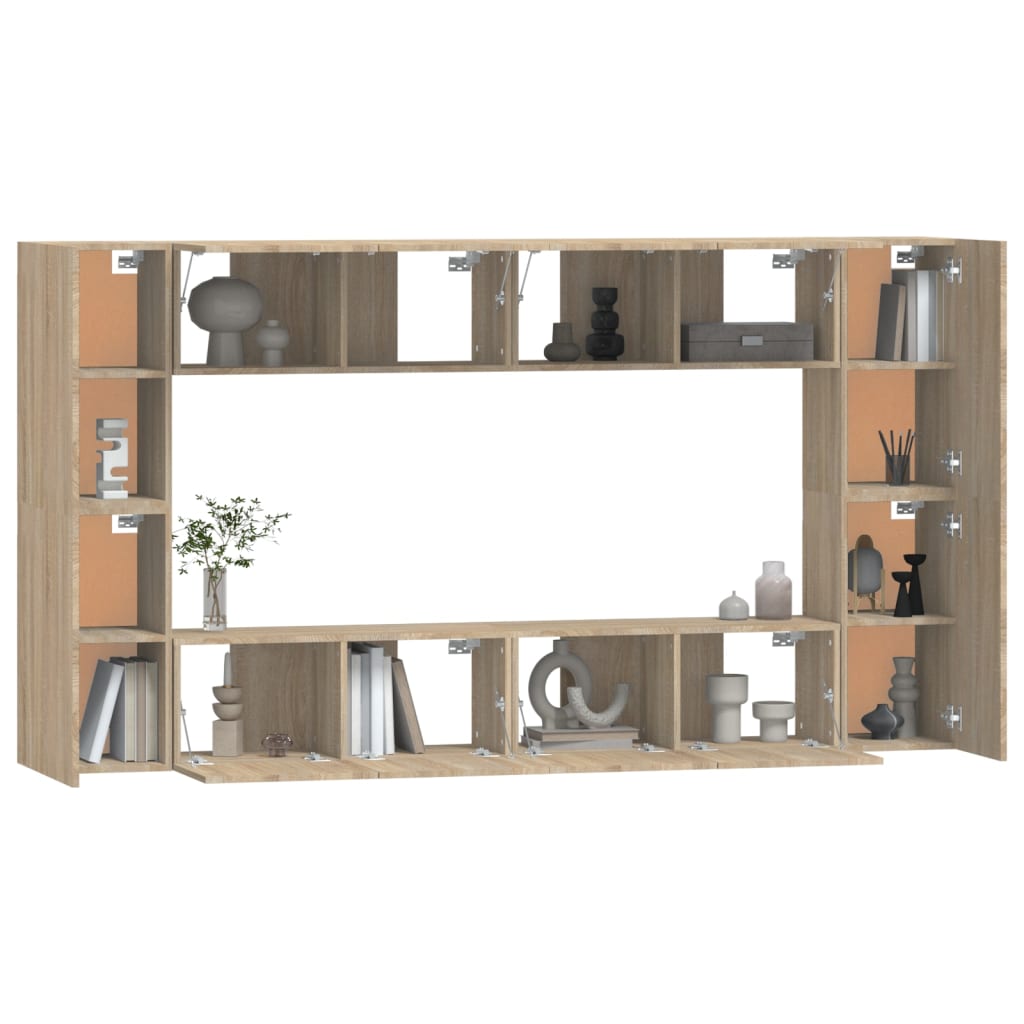 Set Mobili Porta TV 8pz Rovere Sonoma in Legno Multistrato - homemem39