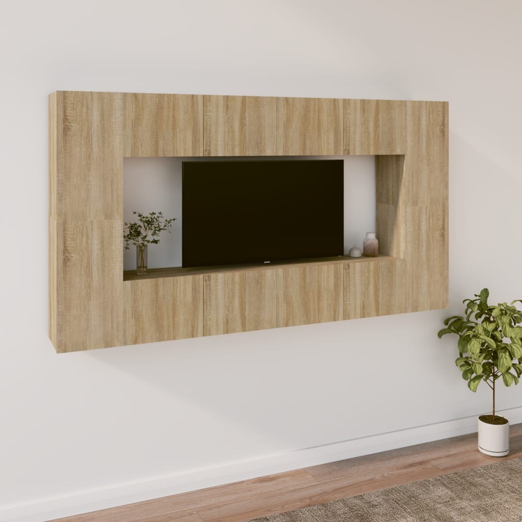 Set Mobili Porta TV 8pz Rovere Sonoma in Legno Multistrato - homemem39