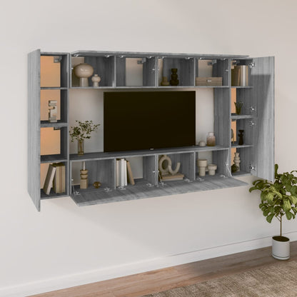 Set Mobili Porta TV 8pz Grigio Sonoma in Legno Multistrato - homemem39