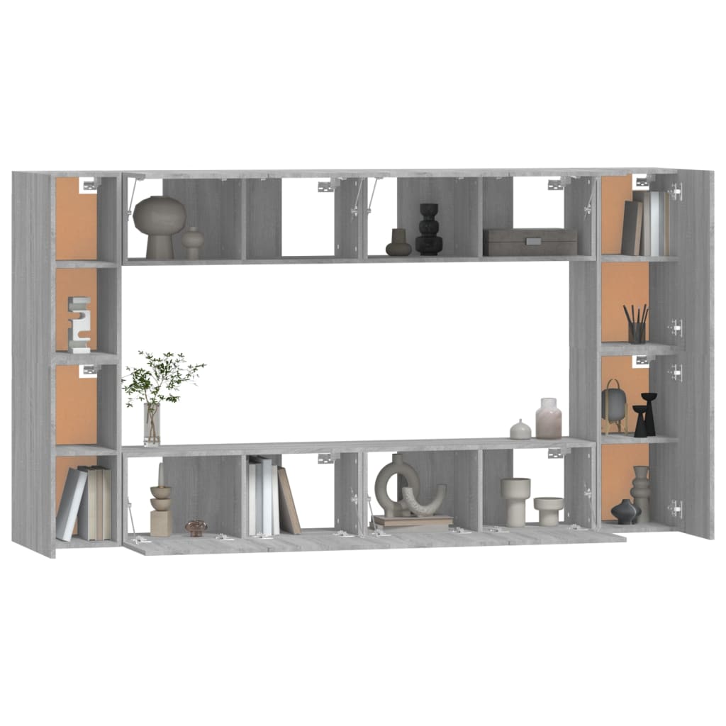 Set Mobili Porta TV 8pz Grigio Sonoma in Legno Multistrato - homemem39