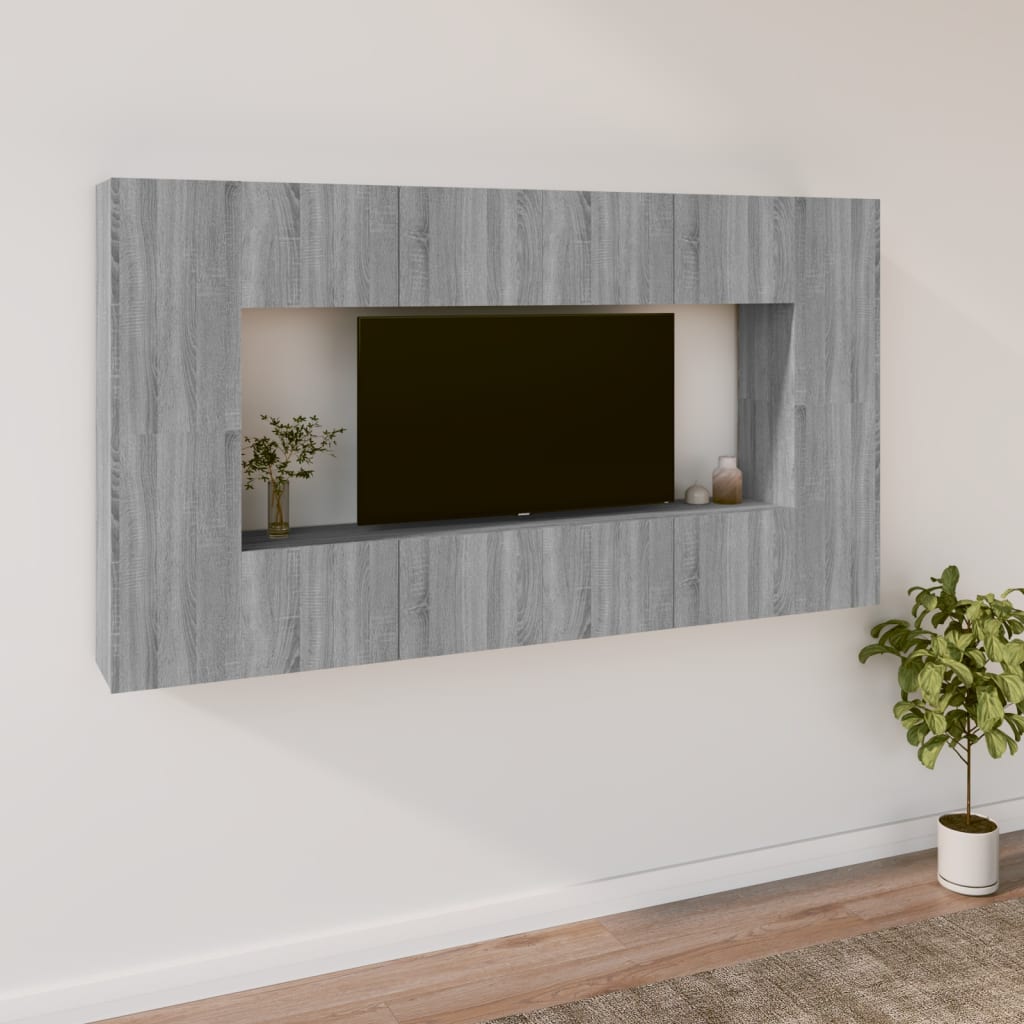 Set Mobili Porta TV 8pz Grigio Sonoma in Legno Multistrato - homemem39