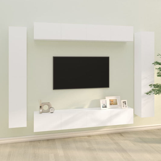 Set Mobili Porta TV 8pz Bianco in Legno Multistrato - homemem39